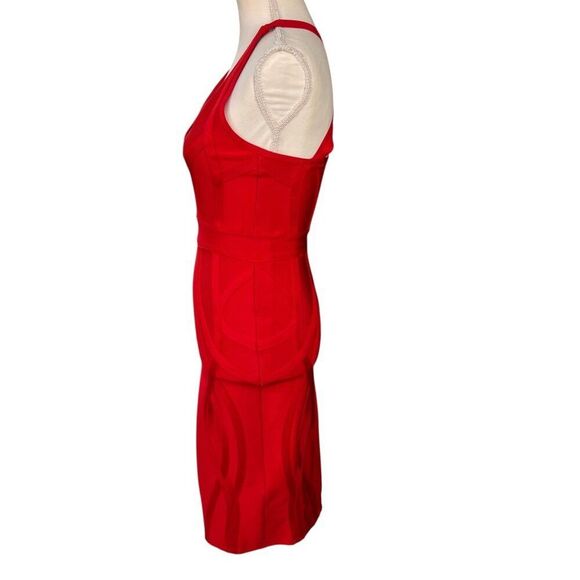 House Of CB London Red Bodycon Halter Dress With Cross Back Red Hot Size Small - Picture 2 of 11